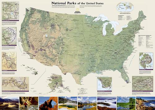 United States National Parks, Tubed: Wall Maps History & Nature (Sheet map, rolled)