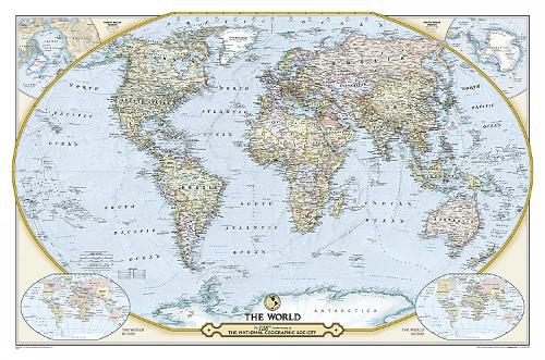 National Geographic Society 125th Anniversary World Map Laminated by ...