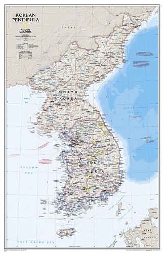 Korean Peninsula, Laminated: Wall Maps Countries & Regions (Sheet map)