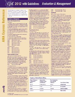 CPT Express Reference Coding Cards 2012: Evaluation & Management