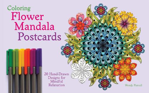 Coloring Flower Mandala Postcards: 20 Hand-Drawn Designs for Mindful Relaxation (Paperback)