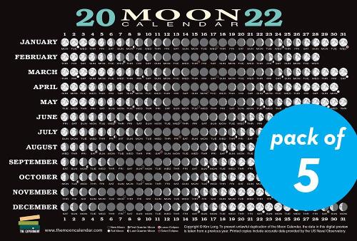 2022 Moon Calendar Card 5 Pack By Kim Long Waterstones