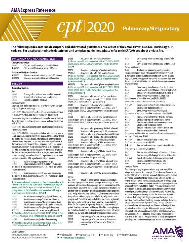 CPT 2020 Express Reference Coding Card: Pulmonary/Respiratory by ...