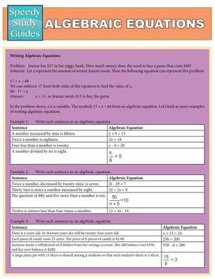 Algebraic Equations (Speedy Study Guides: Academic) (Paperback)