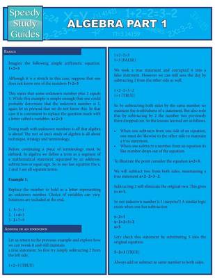 Algebra Part 1 (Speedy Study Guides: Academic) (Paperback)