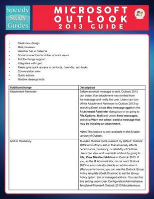 Microsoft Outlook 2013 Guide (Speedy Study Guide) (Paperback)