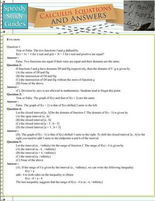 Calculus Equations and Answers (Speedy Study Guides: Academic) (Paperback)