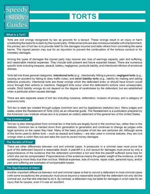 Torts (Speedy Study Guide) (Paperback)