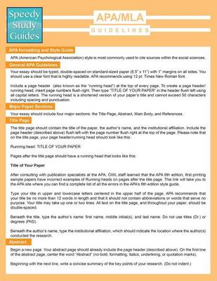 APA/MLA Guidelines (Speedy Study Guide) (Paperback)