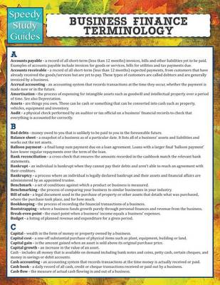 Business Finance Terminology (Speedy Study Guide) (Paperback)