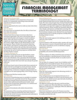 Financial Management Terminology (Speedy Study Guide) (Paperback)