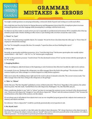 Grammar Mistakes & Errors (Speedy Study Guide) (Paperback)