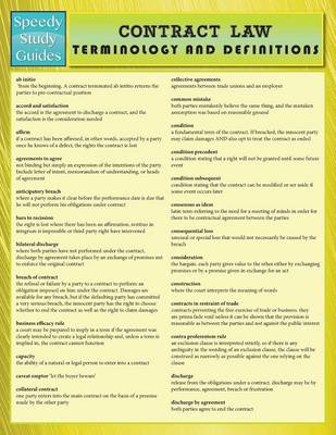 Contract Law Terminology and Definitions (Speedy Study Guide) (Paperback)