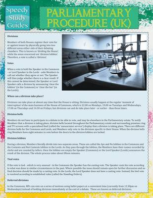 Parliamentary Procedure (UK) (Speedy Study Guide) (Paperback)