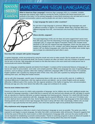American Sign Language (Speedy Study Guide) (Paperback)