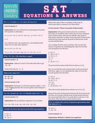 SAT Equations & Answers (Speedy Study Guide) (Paperback)