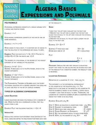Algebra Basics, Expressions and Polymials (Speedy Study Guide) (Paperback)