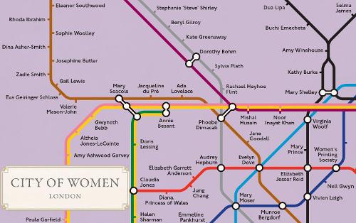 City of Women London Tube Wall Map (A2, 16.5 x 23.4 Inches) (Sheet map, rolled)