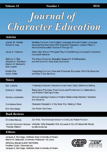 Journal of Character Education, Volume 12 Issue 1 (Paperback)