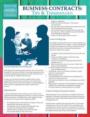 Business Contracts: Tips And Terminology (Speedy Study Guides) (Paperback)