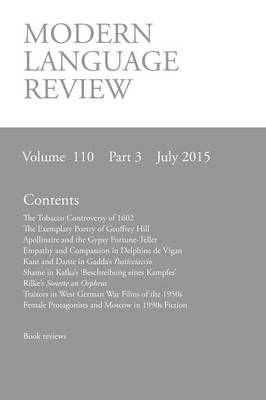 Modern Language Review (110: 3) July 2015 (Paperback)