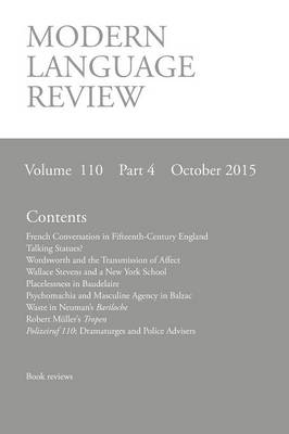 Modern Language Review (110: 4) October 2015 (Paperback)