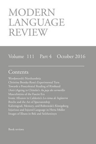 Modern Language Review (111: 4) October 2016 (Paperback)