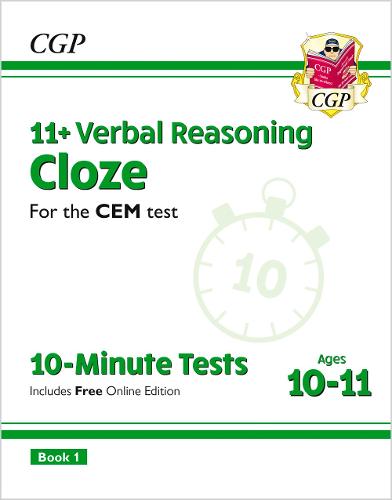 11+ CEM 10-Minute Tests: Verbal Reasoning Cloze - Ages 10-11 Book 1 (with Online Edition)