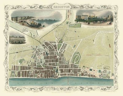 John Tallis Map of Brighton 1851: 20" x 16" Photographic Print of Brighton (Sheet map, flat)