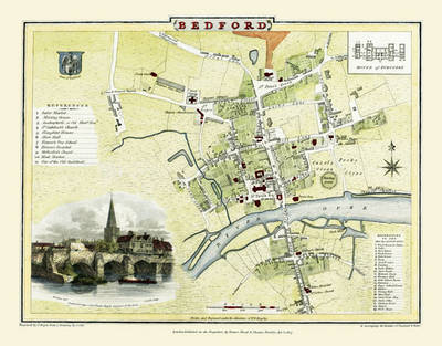 Cole and Roper Old Map of Bedford 1807: 20" x 16" Photographic Print of Bedford (Sheet map, folded)