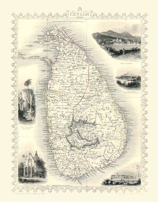 John Tallis Map of Ceylon 1851: 20" x 16" Photographic Print (Sheet map, rolled)