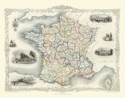 John Tallis Map of France 1851: Photographic Print of Map of France 1851 by John Tallis (Sheet map, flat)