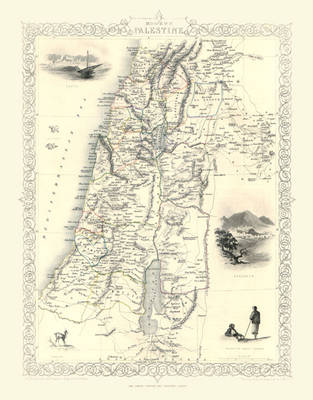 John Tallis Map of Modern Palestine 1851: Photographic Print of Map of Modern Palestine 1851 by John Tallis (Sheet map, flat)