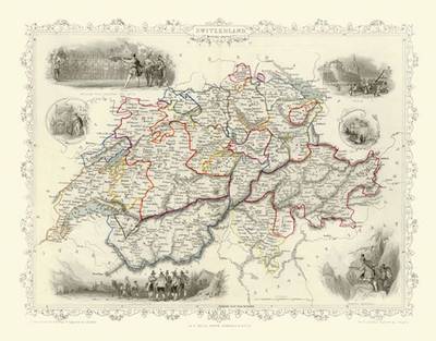 John Tallis Map of Switzerland 1851: Photographic Print of Map of Switzerland 1851 by John Tallis (Sheet map, flat)