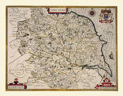 John Speed Map of Yorkshire 1611: Colour Print of County Map of Yorkshire 1611 by John Speed (Sheet map, flat)