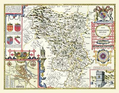 John Speeds Map of Derbyshire 1611: Colour Print of County Map of Derbyshire 1611 by John Speed (Sheet map, flat)
