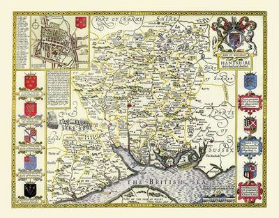 John Speeds Map of Hampshire 1611: Colour Print of County Map of Hampshire 1611 by John Speed (Sheet map, flat)