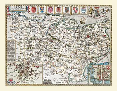John Speeds Map of Kent 1611: Colour Print of County Map of Kent 1611 by John Speed (Sheet map, flat)