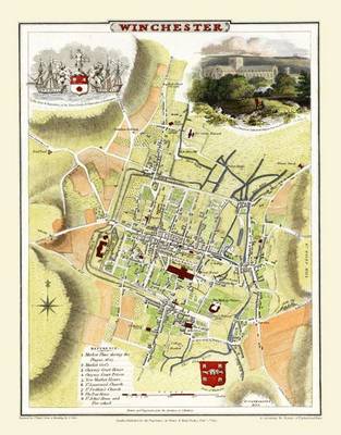 Cole and Roper Map of Winchester 1805: Colour Print of City of Winchester Plan 1805 by Cole and Roper (Sheet map, flat)