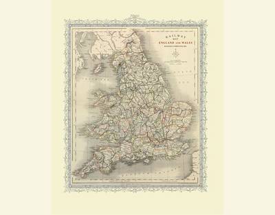 Railway Map of England and Wales 1852 - Old Map Supplied Rolled in a ...