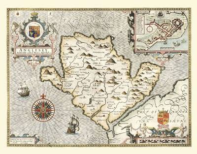 John Speeds Map of Anglesey 1611: Colour Print of Map of Anglesey 1611 by John Speed (Sheet map, flat)