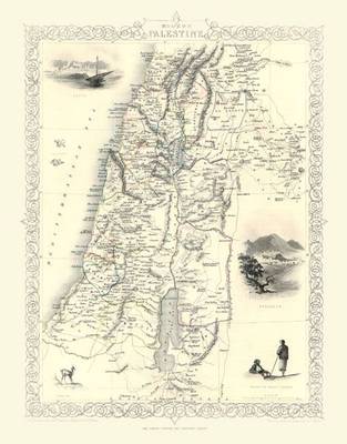 John Tallis Map of Modern Palestine 1851: Colour Print of Map of Modern Palestine 1851 by John Tallis (Sheet map, flat)