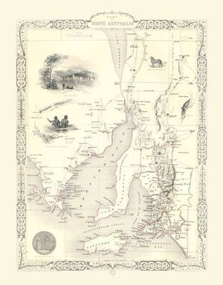John Tallis Map of South Australia 1851: Colour Print of Map of South America 1851 by John Tallis (Sheet map, flat)