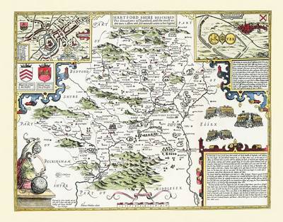 John Speed Map of Hertfordshire 1611: 30" x 25" Large Photographic Poster Print of the County of Hertfordshire - England (Sheet map, rolled)