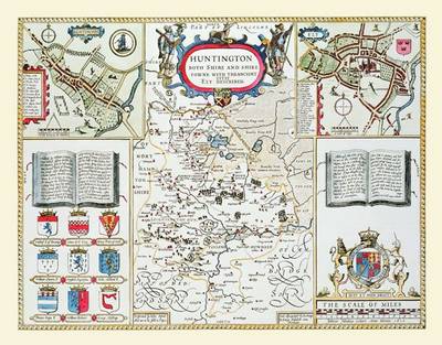 John Speed Map of Huntingdonshire 1611: 30" x 25" Large Photographic Poster Print of the County of Huntinghamshire - England (Sheet map, rolled)