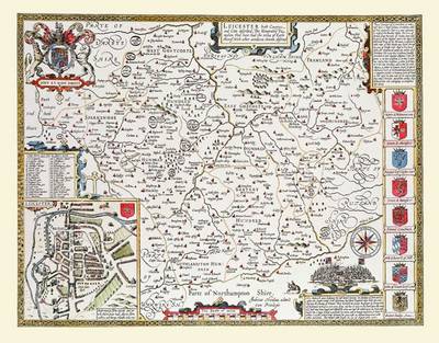 John Speed Map of Leicestershire 1611: 30" x 25" Large Photographic Poster Print of the County of Leicestershire - England (Sheet map, rolled)