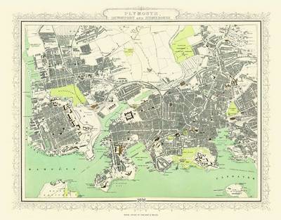 Collins Map of Plymouth and Devonport 1898: Colour Print of Map of Plymouth and Devonport 1898 (Sheet map, flat)