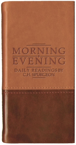 Morning And Evening - Matt Tan/Burgundy - Daily Readings (Leather / fine binding)