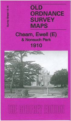 Cheam, Ewell (E) & Nonsuch Park 1910: Surrey Sheet 13.14 - Old Ordnance Survey Maps of Surrey (Sheet map, folded)