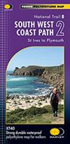 South West Coast Path 2 XT40: St Ives to Plymouth - Route Maps (Sheet map, folded)